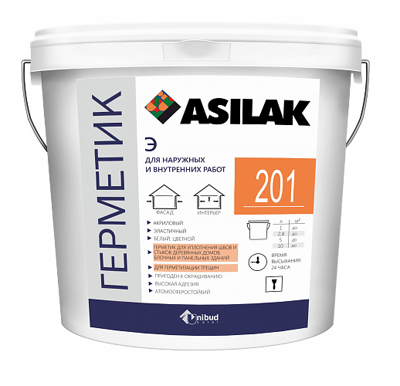 Asilak Э - акриловый сверх эластичный герметик для наружных и внутренних работ, 0,5 кг