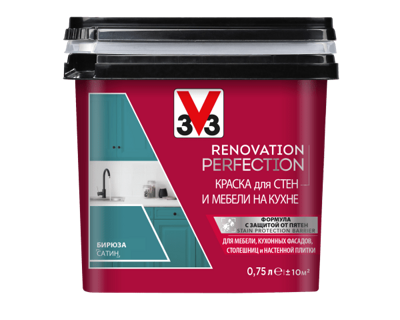 V33 Renovation PERFECTION - краска для стен и мебели на кухне, 0,75 л