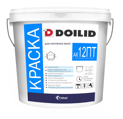 Doilid Дойлид АК-12ПТ - зимняя фасадная краска на основе смол PLIOLITE, 22 кг