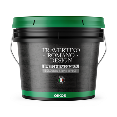 Oikos Travertino Romano Design Grey (серый) - декоративная отделка с мраморной крошкой, передающая поверхности объем и фактуру