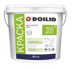 Doilid Дойлид 205 интерьерная акриловая,стойкая к дезинфекции краска, 5,3кг