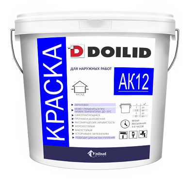 Doilid Дойлид АК-12 - зимняя фасадная краска на основе акриловой смолы органорастворимая, 20кг